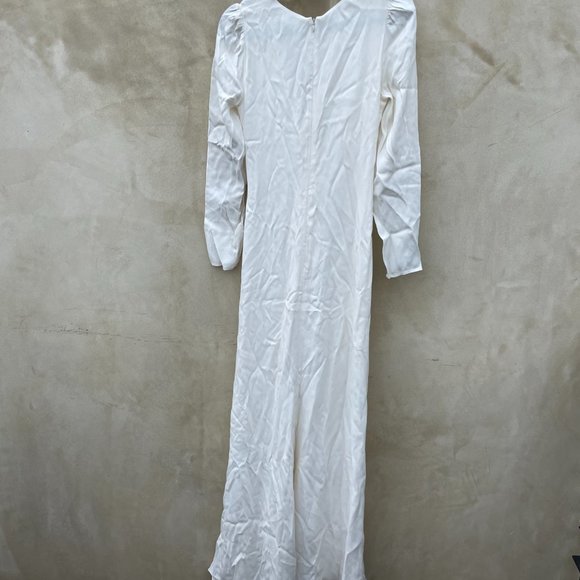 Reformation Gatsby Maxi Dress Ivory Deep V-Neck Twist Front Detail High Slit - Picture 9 of 10